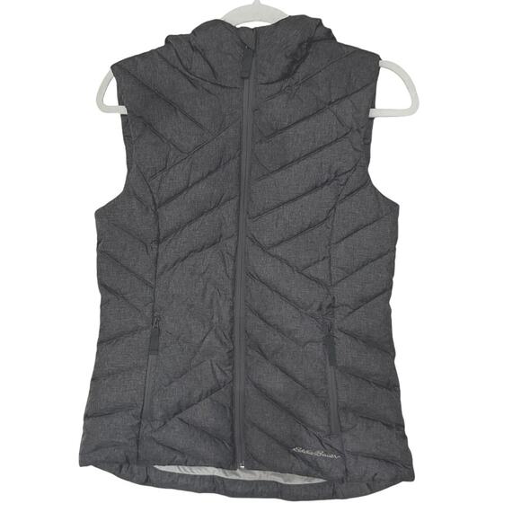 Eddie Bauer Womens Down Puffer Hooded Zip Vest XS Cabincore Faux Fur Insulated - Picture 1 of 12